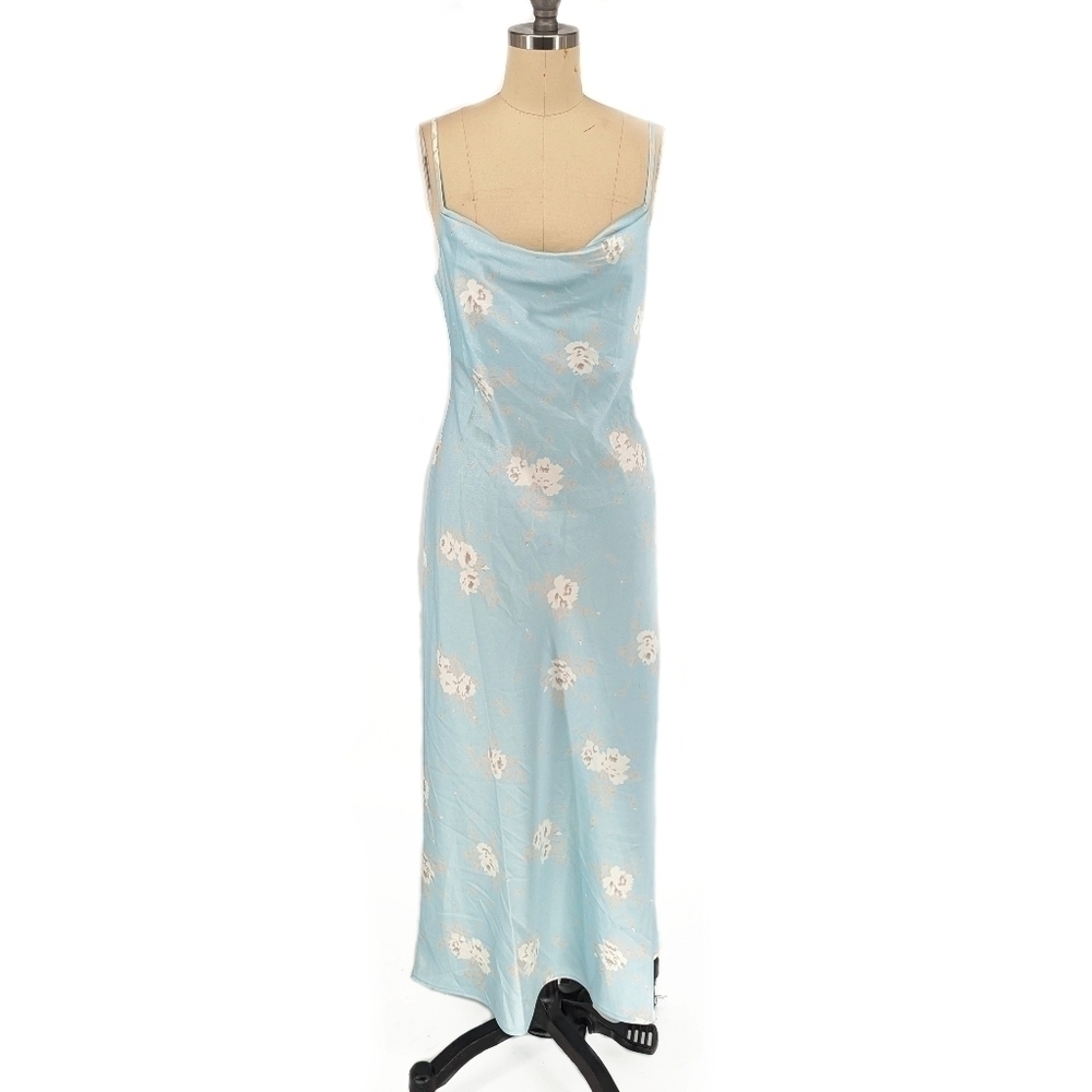 NEW Wayf Floral Slip Midi Dress Blue XS sexy 90s y2k party cocktail evening